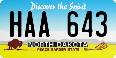 ND license plate HAA643