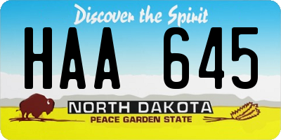 ND license plate HAA645