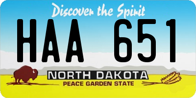 ND license plate HAA651