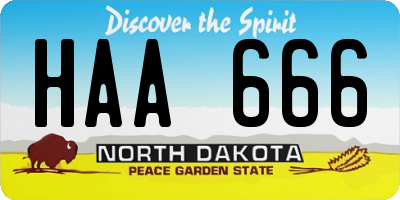 ND license plate HAA666