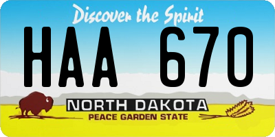 ND license plate HAA670