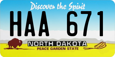 ND license plate HAA671