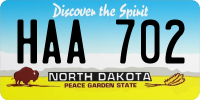 ND license plate HAA702