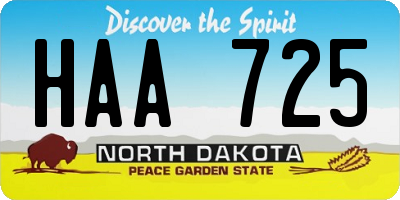 ND license plate HAA725