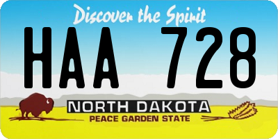 ND license plate HAA728