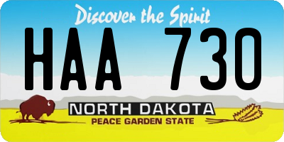 ND license plate HAA730