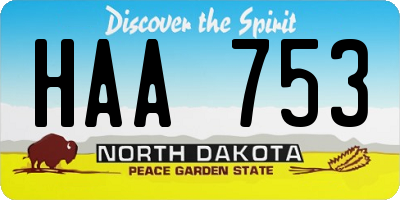 ND license plate HAA753