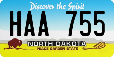 ND license plate HAA755