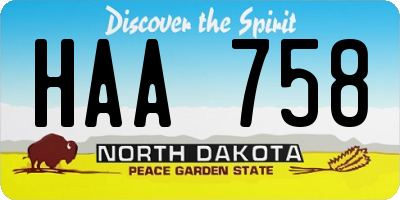 ND license plate HAA758