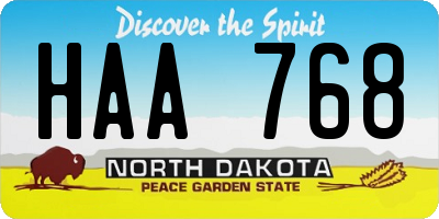 ND license plate HAA768