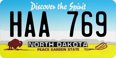 ND license plate HAA769