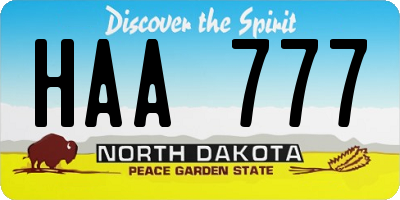 ND license plate HAA777