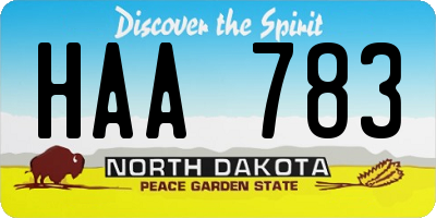 ND license plate HAA783