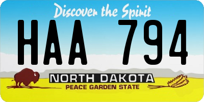 ND license plate HAA794