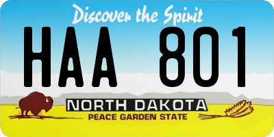 ND license plate HAA801