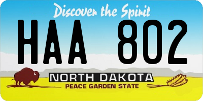 ND license plate HAA802