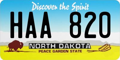 ND license plate HAA820