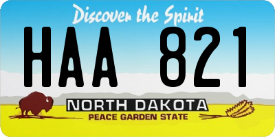 ND license plate HAA821