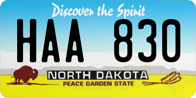 ND license plate HAA830