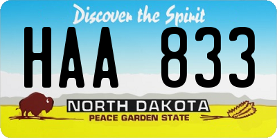 ND license plate HAA833