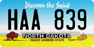 ND license plate HAA839