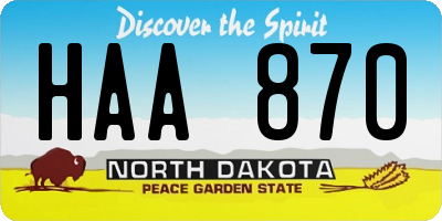 ND license plate HAA870