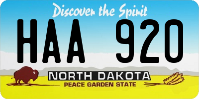 ND license plate HAA920