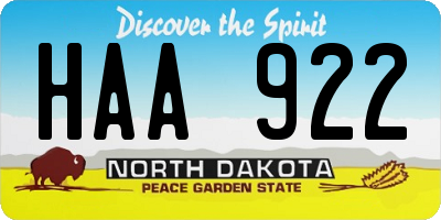 ND license plate HAA922