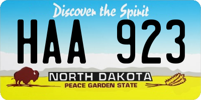 ND license plate HAA923