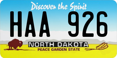 ND license plate HAA926