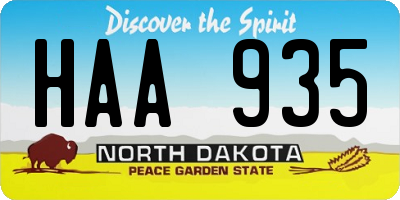 ND license plate HAA935