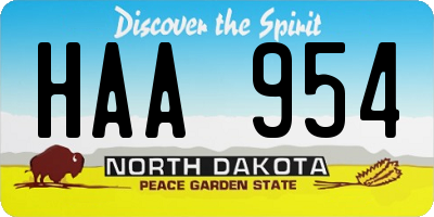 ND license plate HAA954