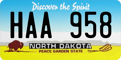 ND license plate HAA958