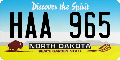 ND license plate HAA965