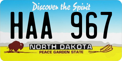 ND license plate HAA967