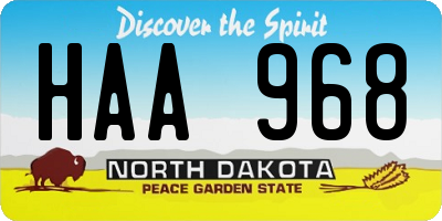 ND license plate HAA968