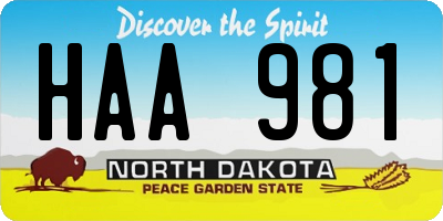 ND license plate HAA981