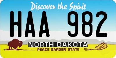 ND license plate HAA982