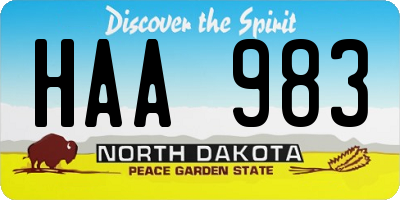 ND license plate HAA983