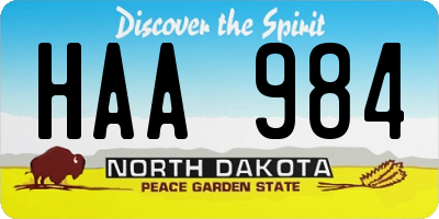ND license plate HAA984
