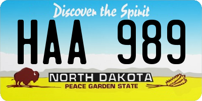 ND license plate HAA989