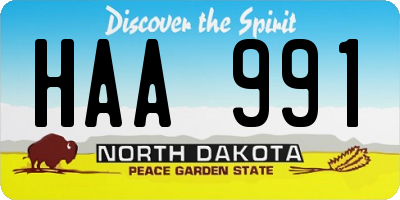 ND license plate HAA991