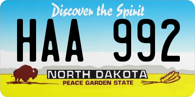 ND license plate HAA992