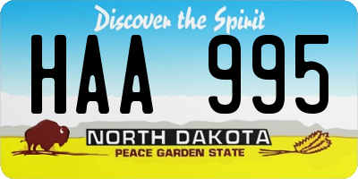 ND license plate HAA995