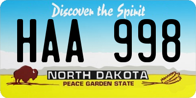 ND license plate HAA998