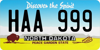 ND license plate HAA999