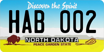 ND license plate HAB002