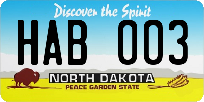 ND license plate HAB003