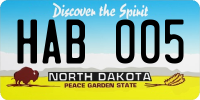 ND license plate HAB005