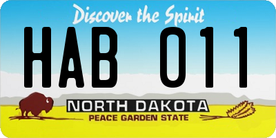 ND license plate HAB011